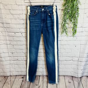 7 For All Mankind Jeans 26 High Rise Track Striped Skinny Tux Denim